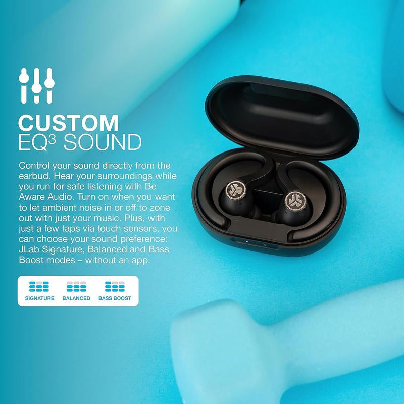 Jlab Jbuds Air Sport Gen 3 True Wireless Bluetooth Earbuds, Charging Case, , IP66 Sweat Resistance, Dual Connect, 3 EQ Sound, Fast Charge, Microphone