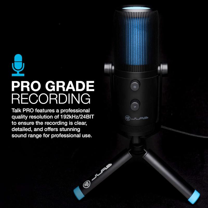 Jlab Talk Pro USB Microphone, USB-C Output, Cardioid, Omnidirectional, Stereo, Bidirectional, 192K Sample Rate, 20Hz-20Khz Freq Response,