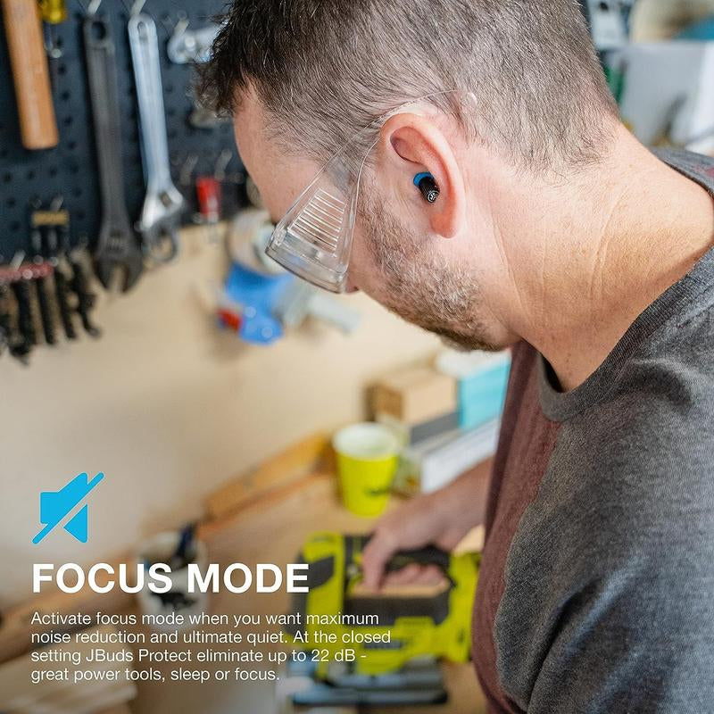 Earplugs Reuseable: Jlab Jbuds Protect Hearing Protection Earplugs, Compact Case, Must Have for Concerts, Festivals, Sporting Events, Outdoors, Construction, Noisy Neighborhood