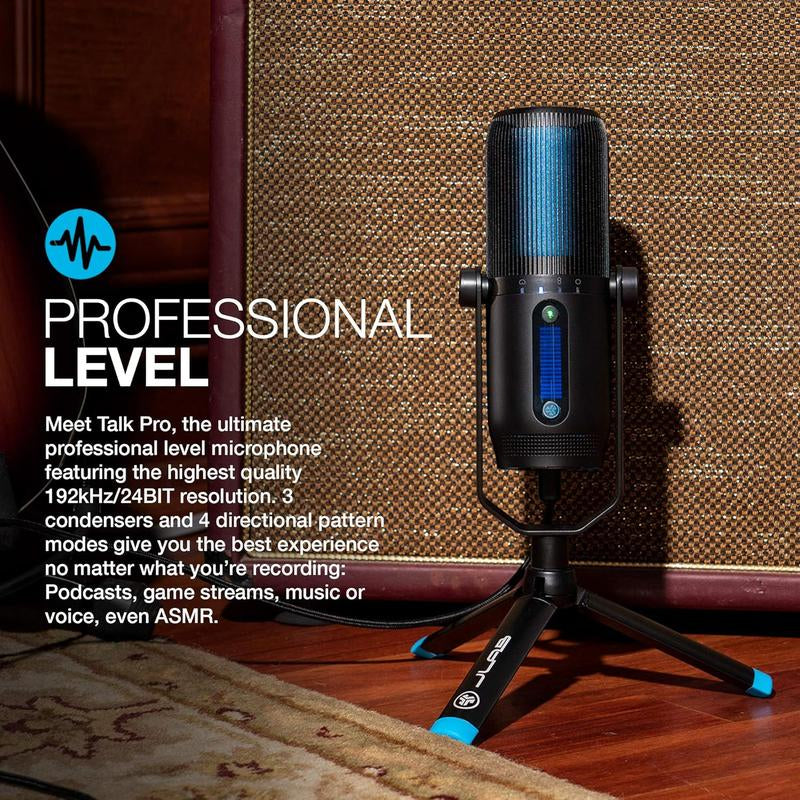 Jlab Talk Pro USB Microphone, USB-C Output, Cardioid, Omnidirectional, Stereo, Bidirectional, 192K Sample Rate, 20Hz-20Khz Freq Response,