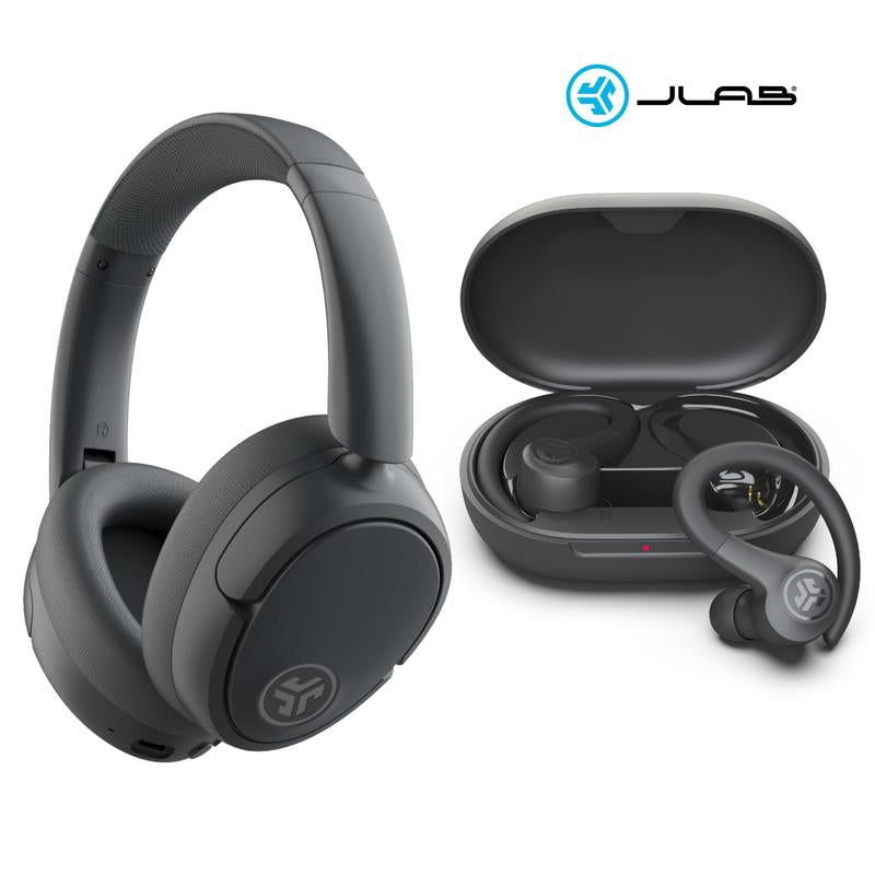 Jbuds Lux ANC + Go Sport+ Graphite Pack, Set of 1 Headphone and 1 Sport Earbud, Perfect for Everyday Use at Home and the Gym