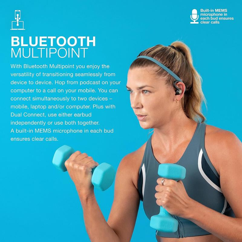Jlab Jbuds Air Sport Gen 3 True Wireless Bluetooth Earbuds, Charging Case, , IP66 Sweat Resistance, Dual Connect, 3 EQ Sound, Fast Charge, Microphone