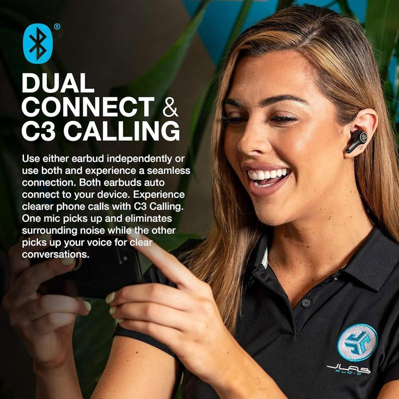 Jlab Epic Air ANC True Wireless Bluetooth Earbuds, Active Noise Canceling, IP55 Sweatproof, 40+ Hour Playtime, Integrated USB Charging Case Audio Cable