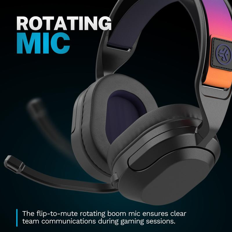 Jlab Nightfall Wireless Gaming Headset, Flip-To-Mute Rotating Boom Mic, 50Mm Drivers, 2.4Ghz for PC, PS5, PS4, Switch, Built-In Microphone