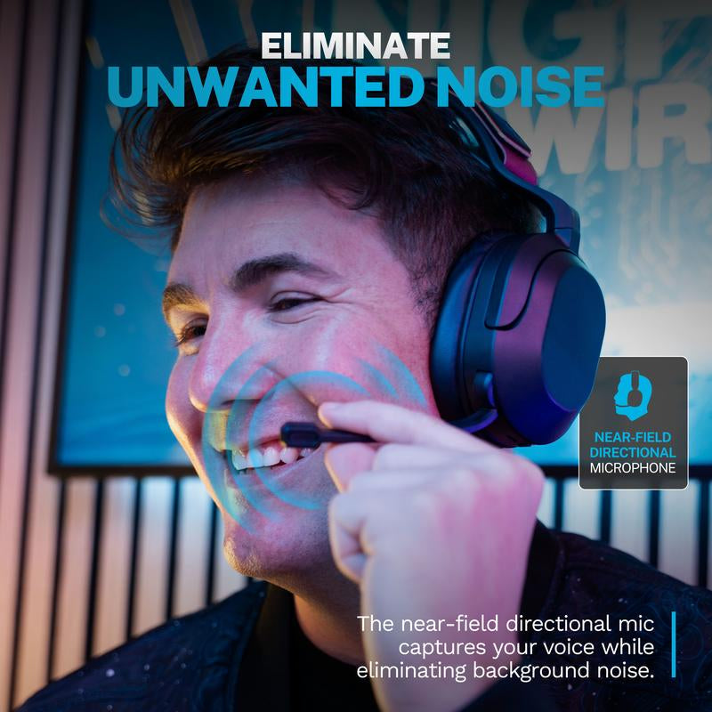 Jlab Nightfall Wireless Gaming Headset, Flip-To-Mute Rotating Boom Mic, 50Mm Drivers, 2.4Ghz for PC, PS5, PS4, Switch, Built-In Microphone